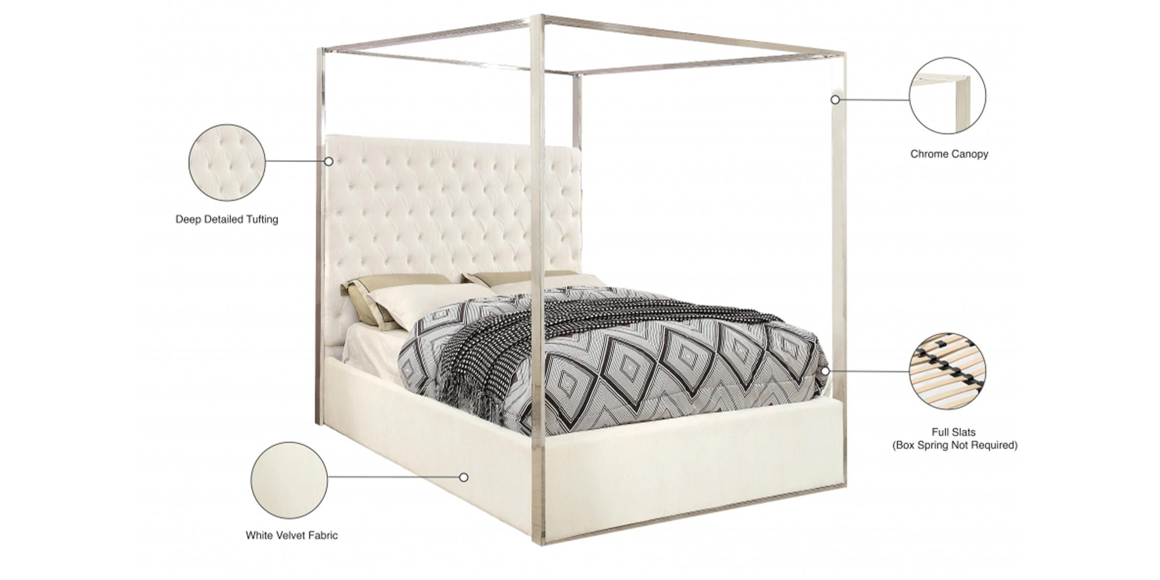 

    
White Velvet Canopy Queen Bed Porter PorterWhite-Q Meridian Contemporary
