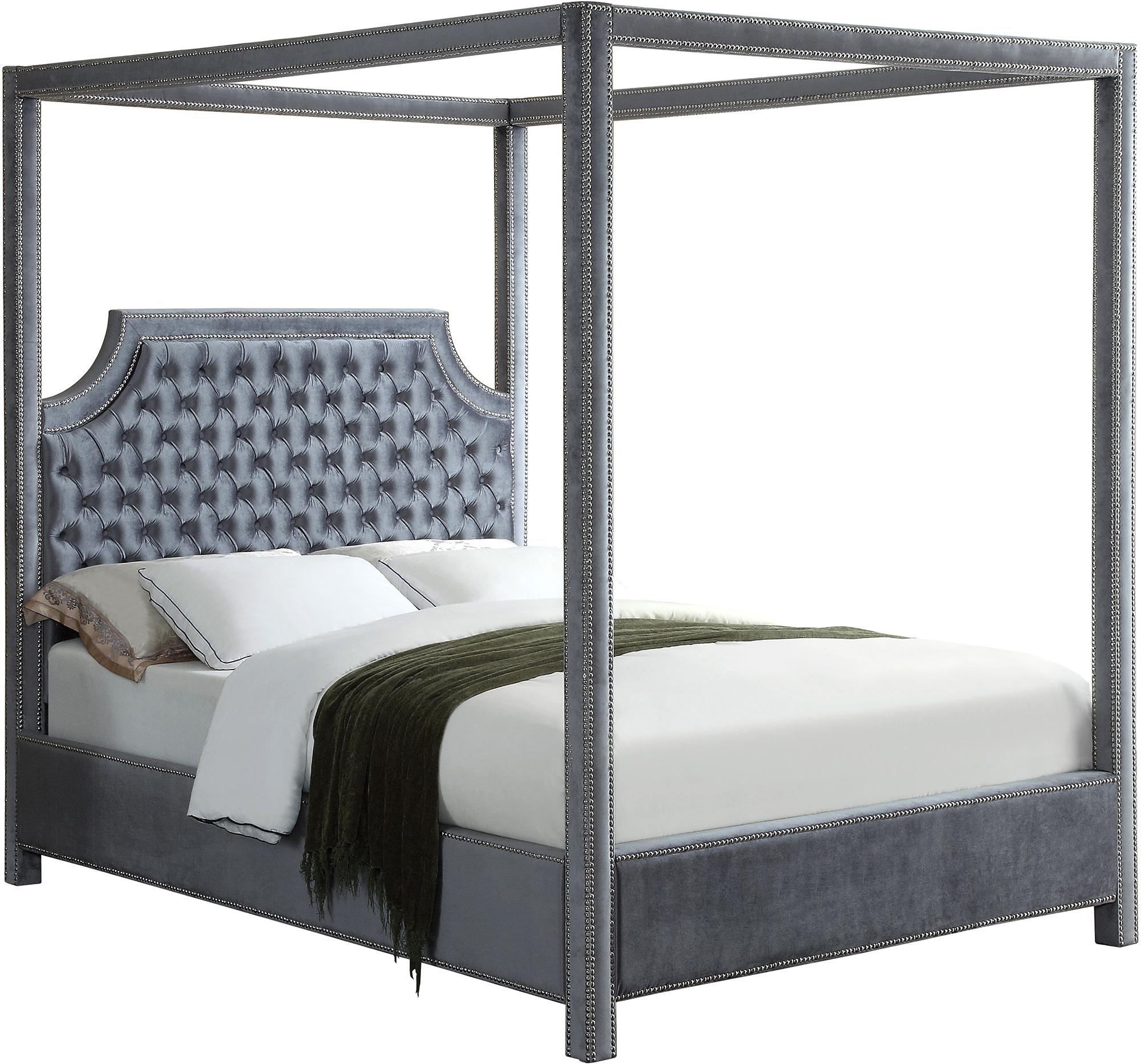 

    
RowanGrey-K-Set-3 Meridian Furniture Canopy Bedroom Set
