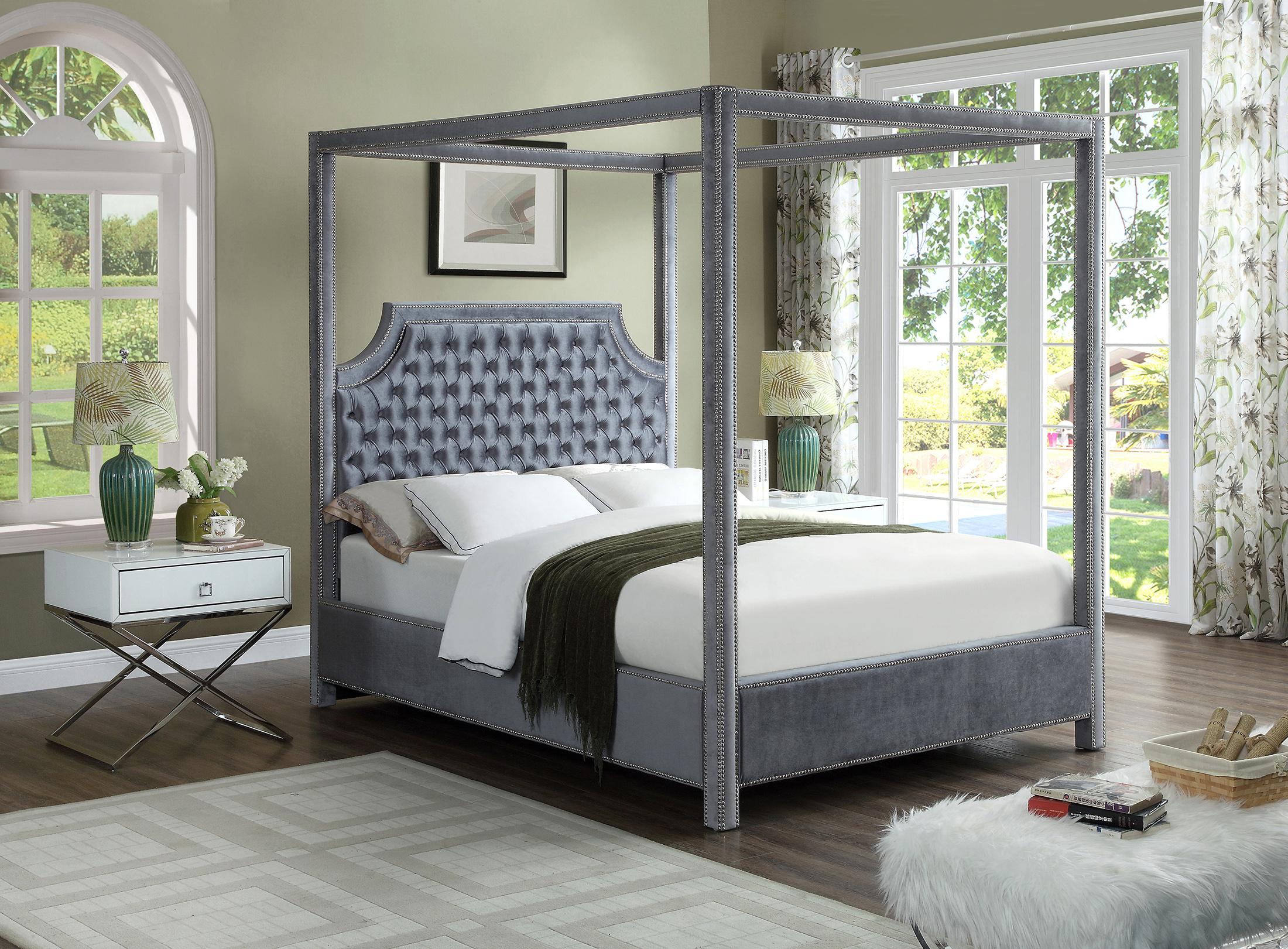 Meridian Furniture RowanGrey-Q Canopy Bed