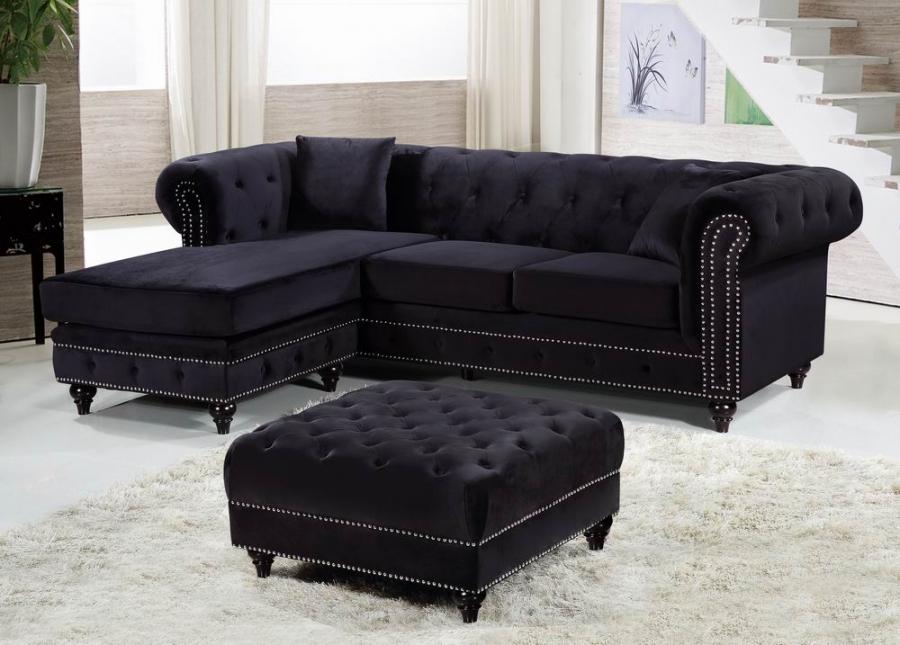 

        
Meridian Furniture Sabrina 667Black Sectional Sofa Set Black Velvet 00656237713277
