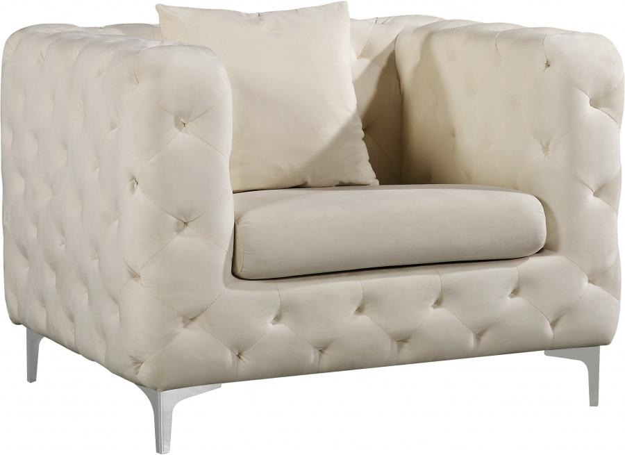 

                    
Meridian Furniture Scarlett Sofa Loveseat and Chair Set Cream Velvet Purchase 

