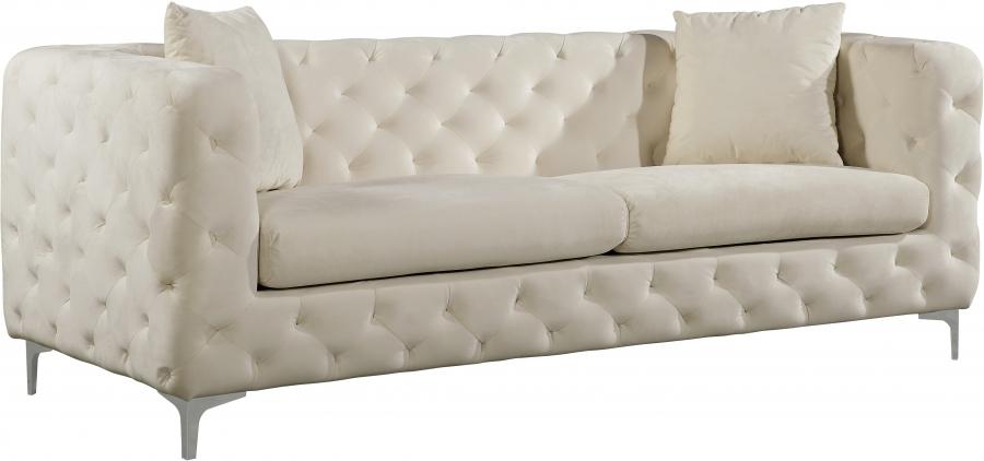 

    
Meridian Furniture 663 Scarlett Modern Navy Cream Velvet Deep Tufting Sofa
