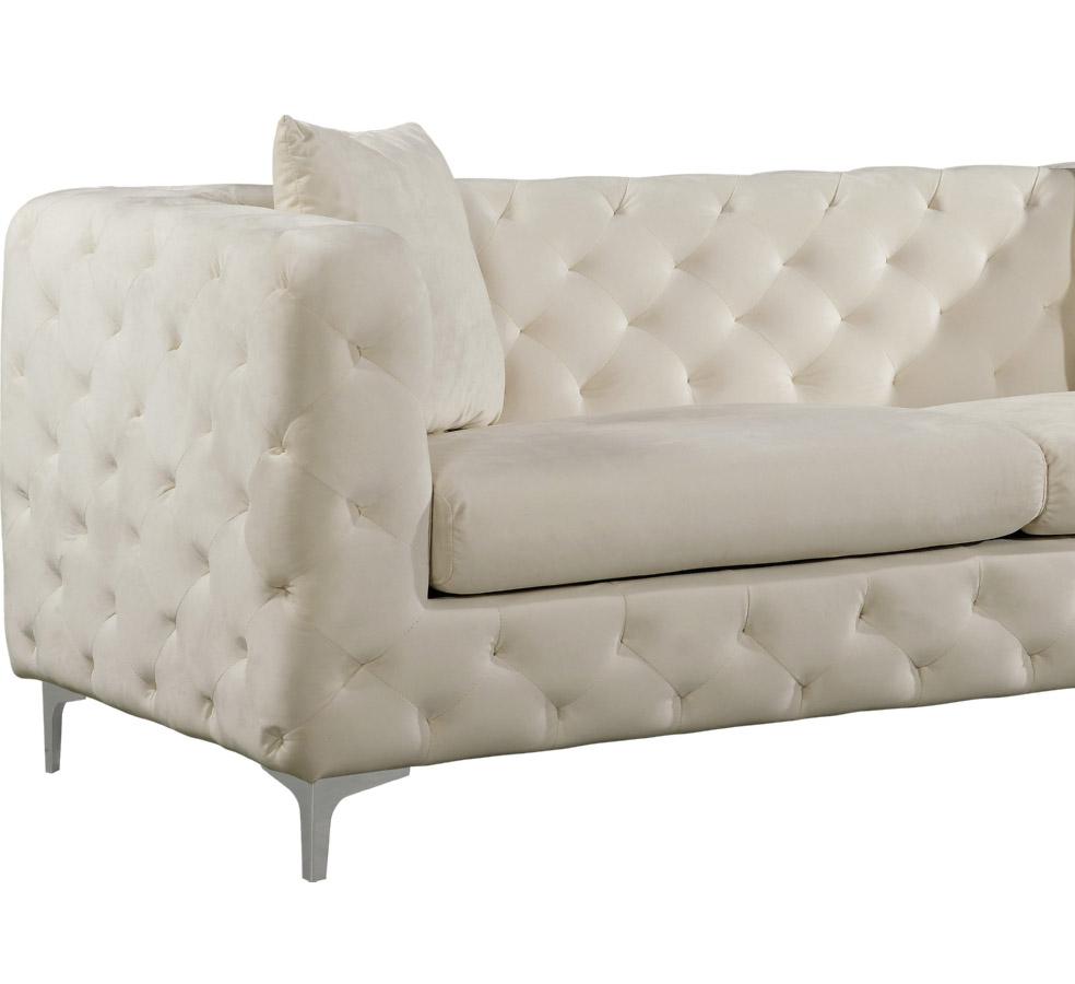 

    
Meridian Furniture 663 Scarlett Modern Navy Cream Velvet Deep Tufting Sofa
