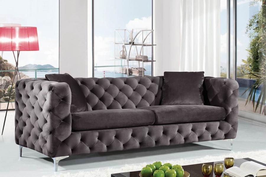 

    
Modern Navy GRAY Velvet Deep Tufting Sofa Meridian Furniture 663 Scarlett
