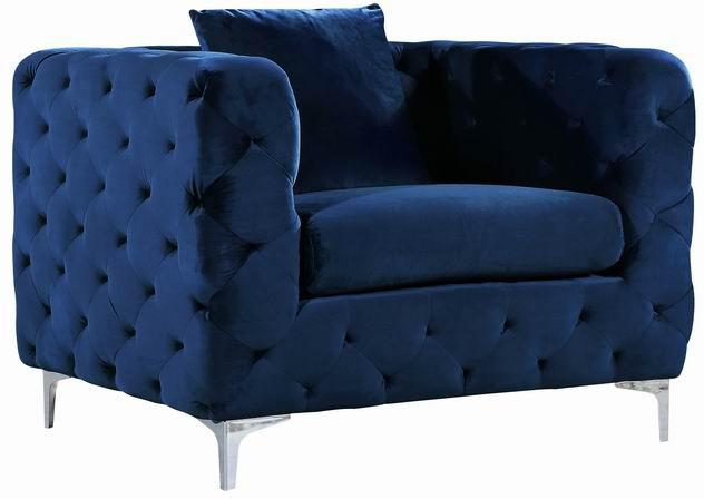 

        
Meridian Furniture Scarlett Sofa Loveseat and Chair Set Navy blue Velvet 00647899946790
