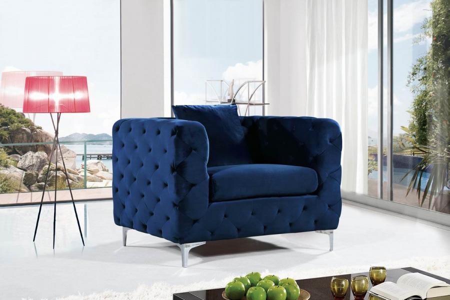

    
663Navy- Set-3 Meridian Furniture Sofa Loveseat and Chair Set
