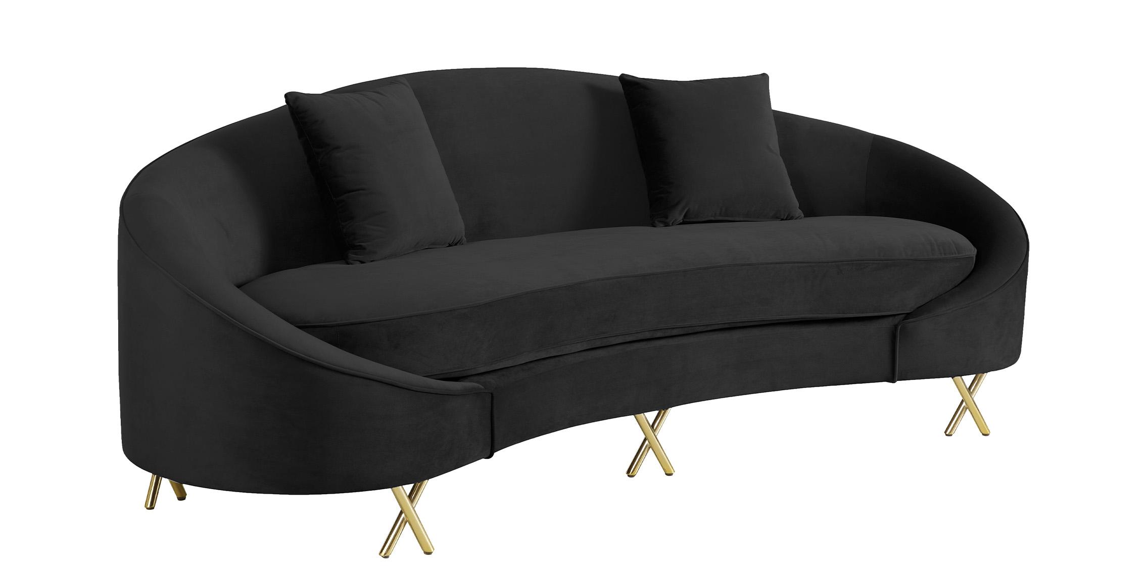 

    
Glam Black Velvet Sofa Set 2Pcs SERPENTINE 679Black-S Meridian Contemporary
