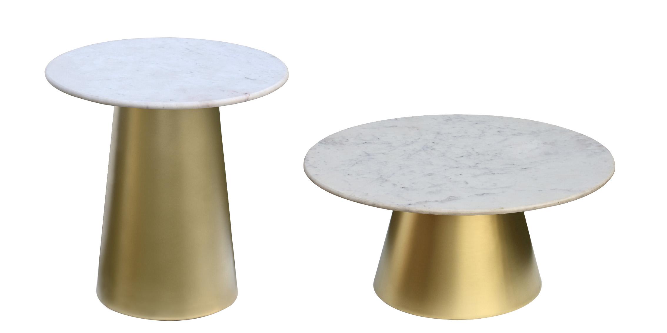 Contemporary, Modern Coffee Table Set SORRENTO 204-C-Set-2 204-C-Set-2 in Gold Finish, Marble 