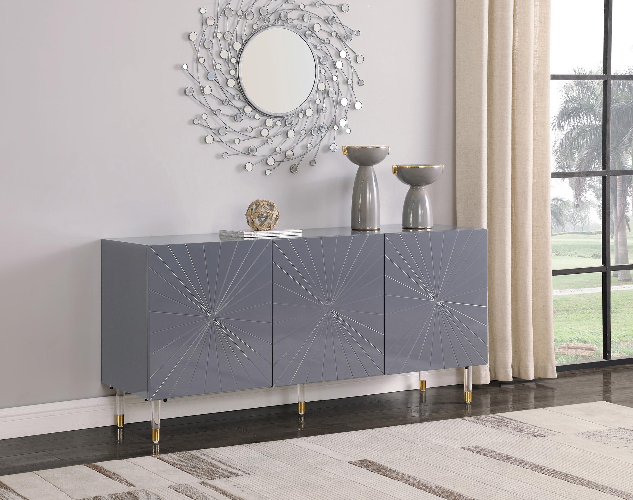 

    
Grey Lacquer Sideboard w/Acrylic Legs 317 STARBURST Meridian Contemporary
