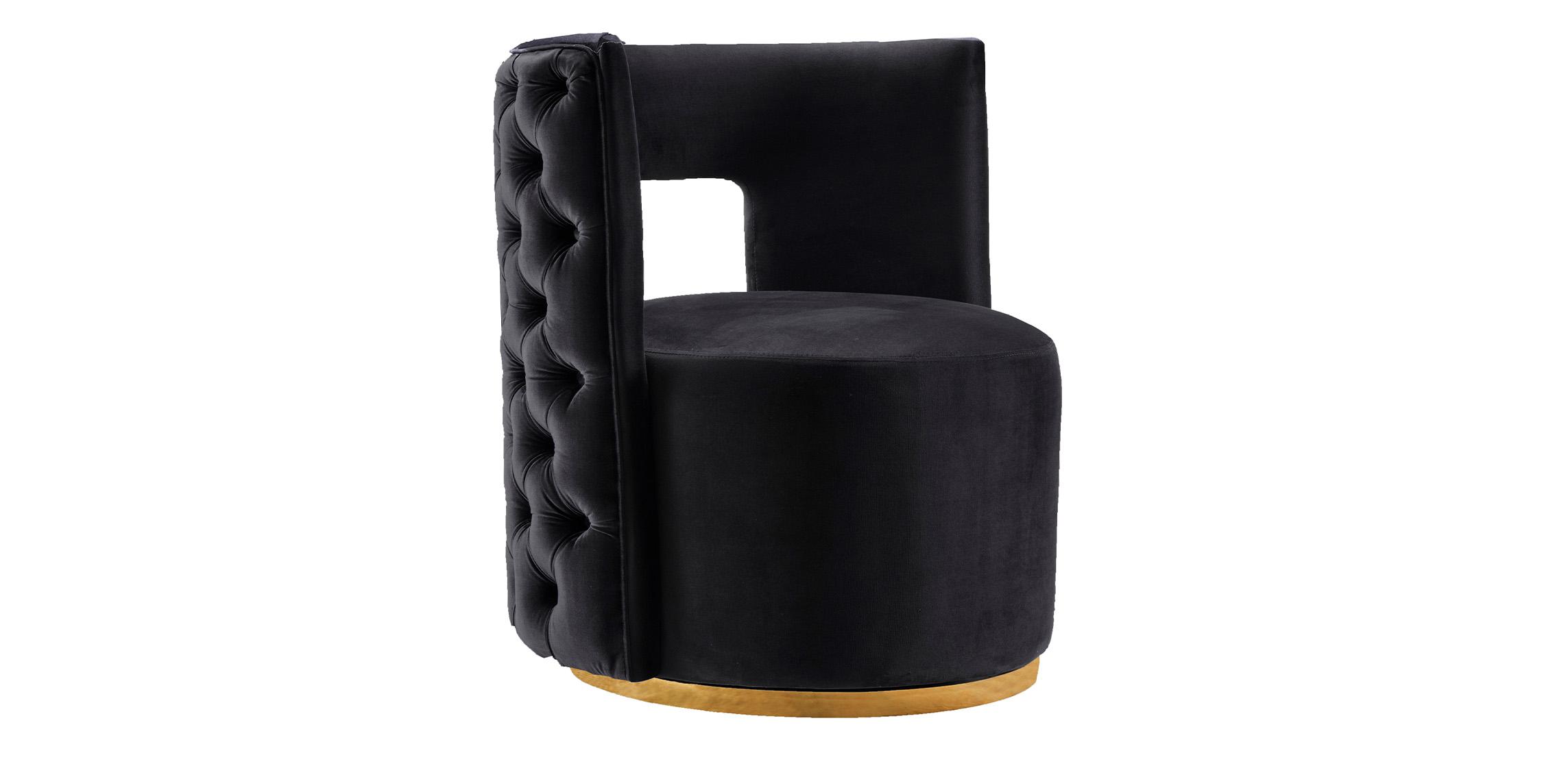 Contemporary Accent Chair THEO 594Black 594Black in Gold, Black Velvet