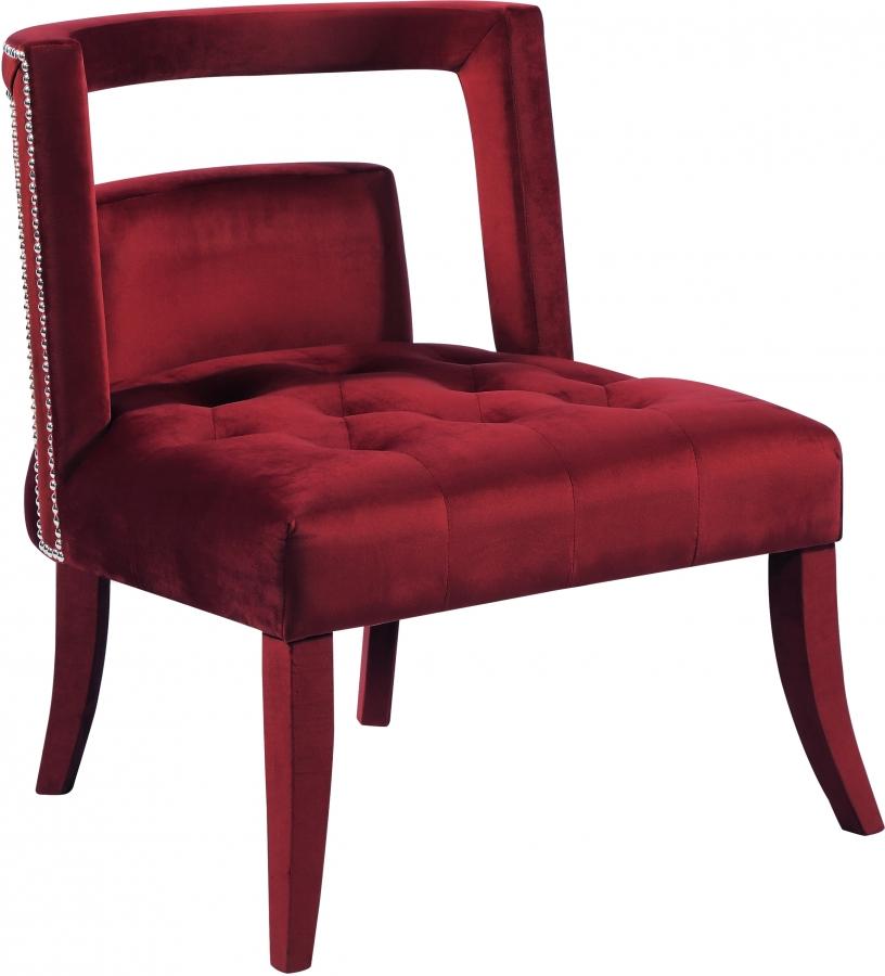

    
Meridian Furniture Tribeca Modern Velvet Accent Chair in Burgundy (Set of 2)
