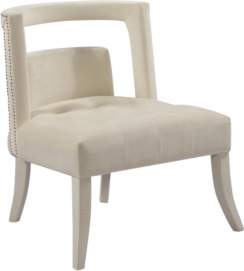 

    
Meridian Furniture Tribeca Modern Velvet Accent Chair in Cream (Set of 2)
