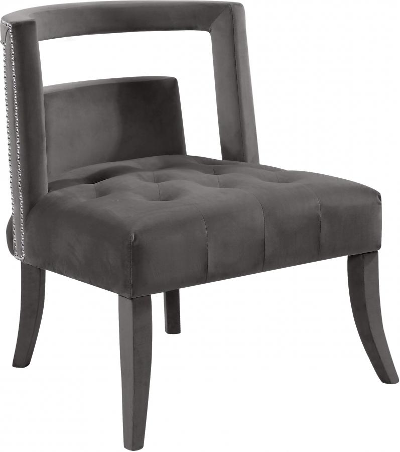 

    
Meridian Furniture Tribeca Modern Velvet Accent Chair in Grey (Set of 2)
