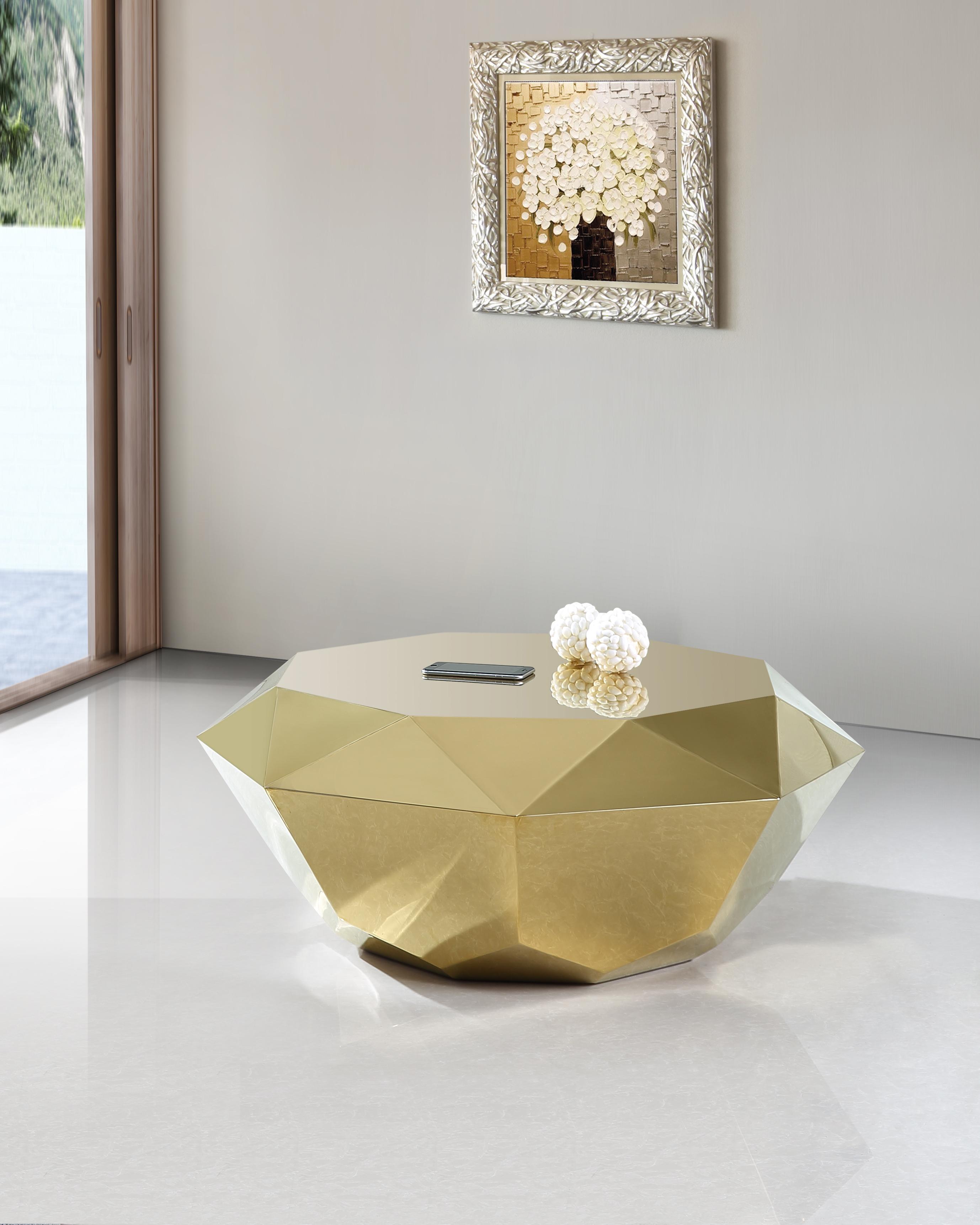 Contemporary Coffee Table Gemma 222Gold-C 222Gold-C in Rich Gold 
