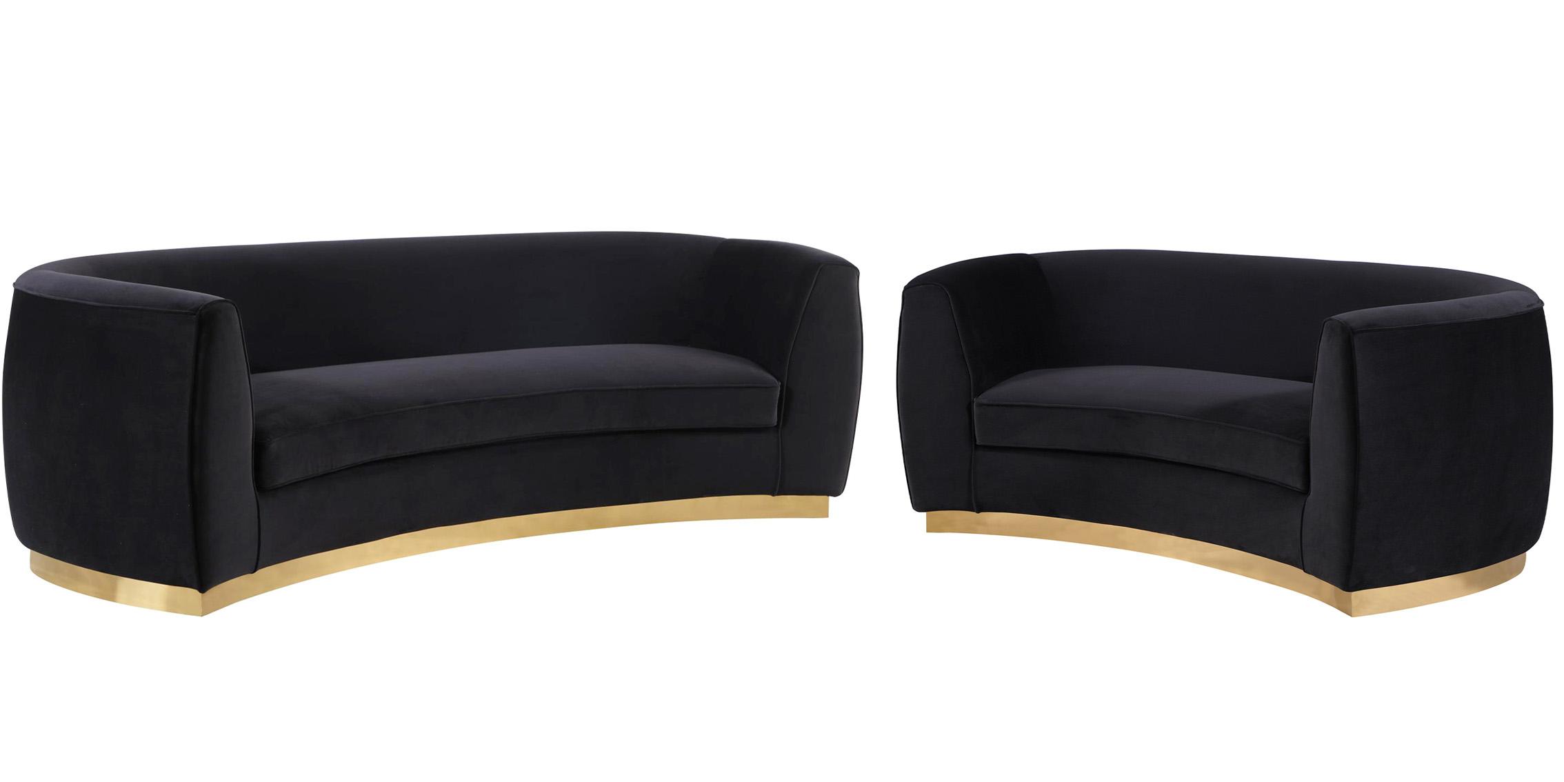 

    
Glam Black Velvet Sofa Set 2Pcs 620Black-S Julian Meridian Contemporary Modern
