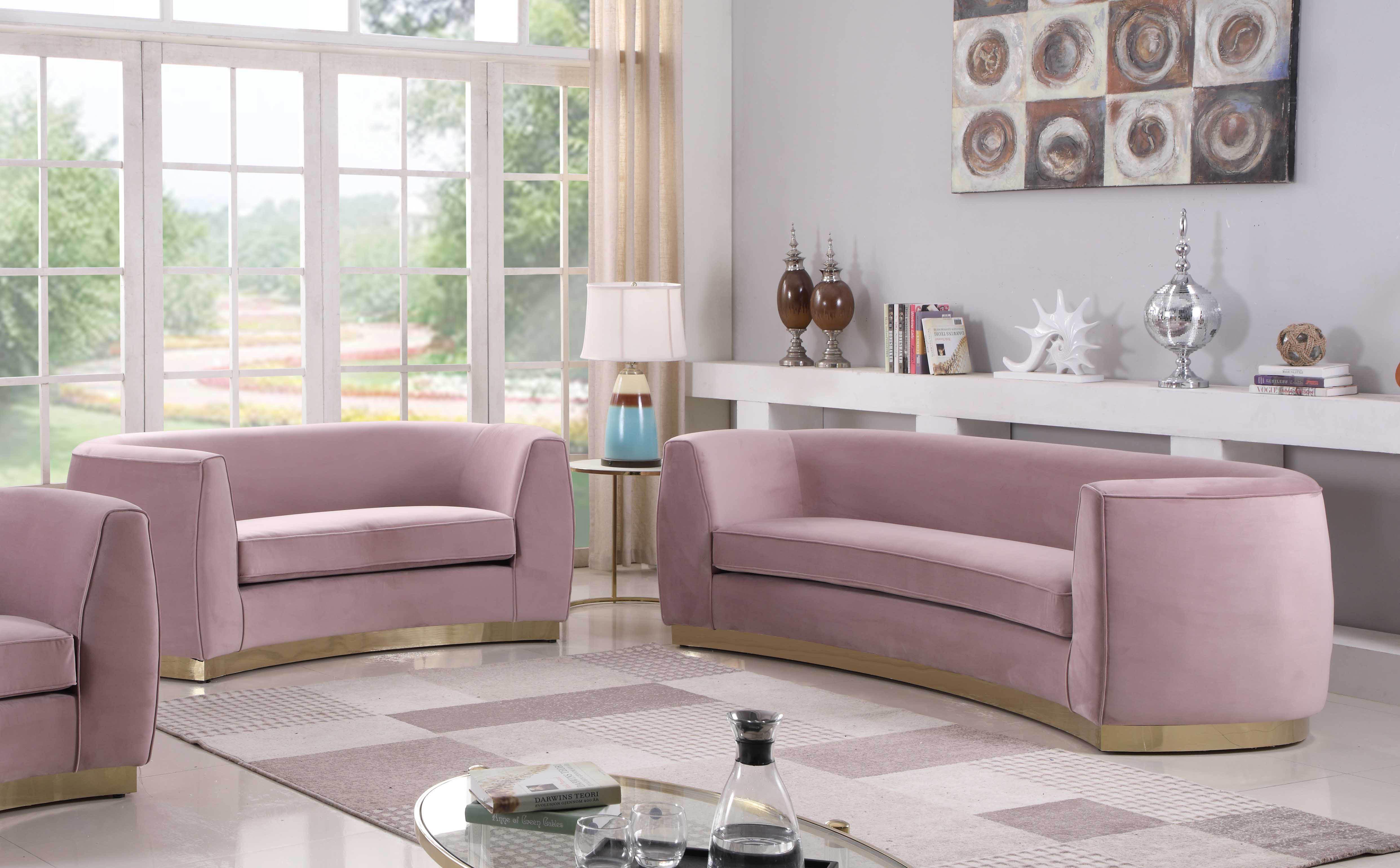 

    
Glam Pink Velvet Sofa Set 2Pcs Julian 620Pink-S Meridian Contemporary Modern
