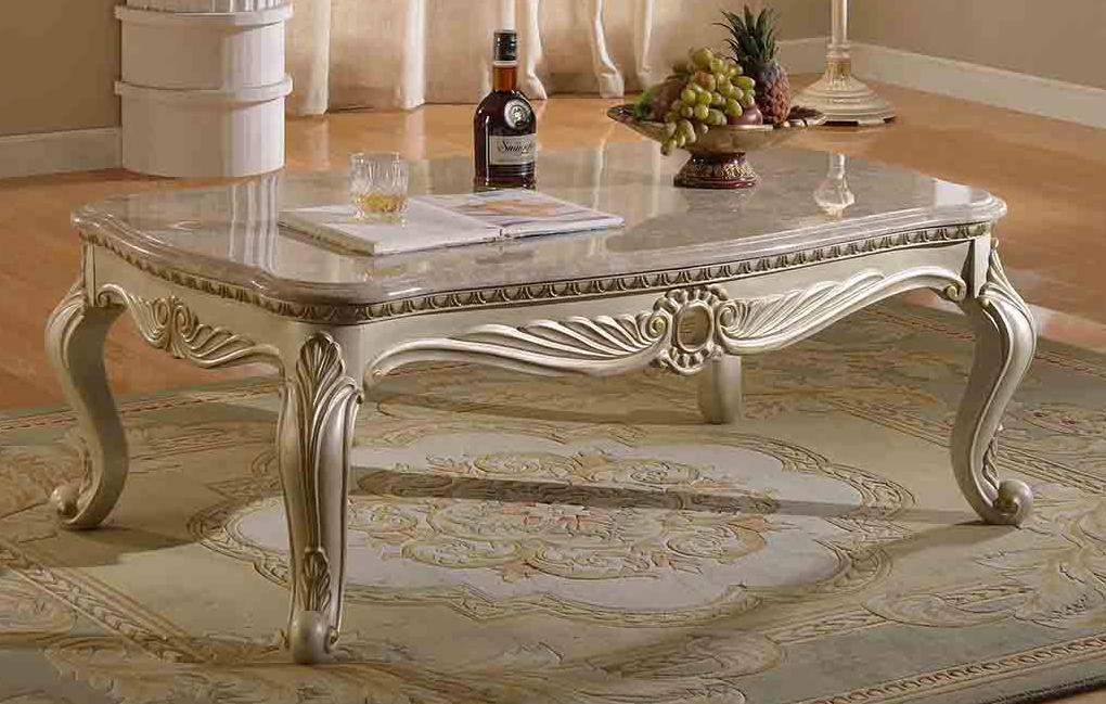 

    
Meridian Marquee Coffee Table Set 3pcs in Pearl White Hand Crafted Traditional
