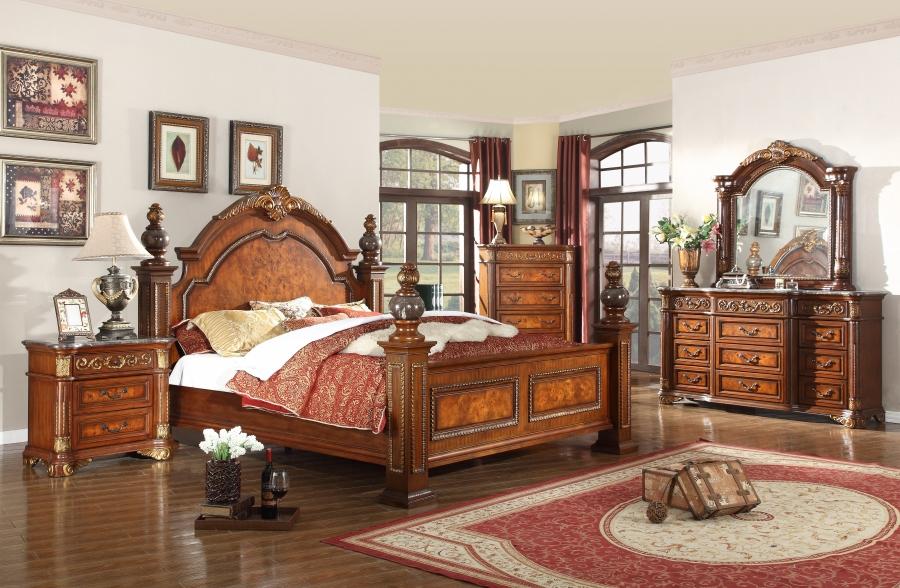 

    
Meridian Royal King Size Panel Bedroom Set 5pcs in Brown Traditional Style
