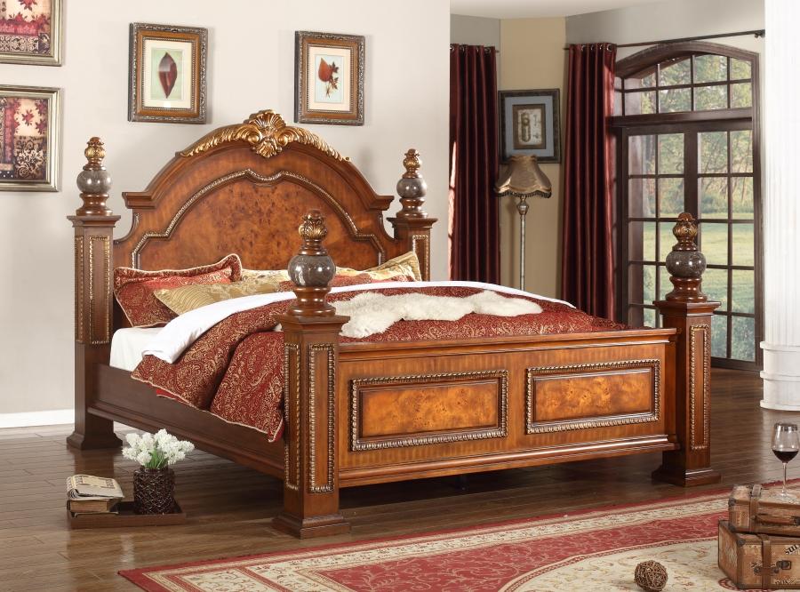 

    
Meridian Royal King Size Panel Bedroom Set in Brown 2 Night Stands Traditional
