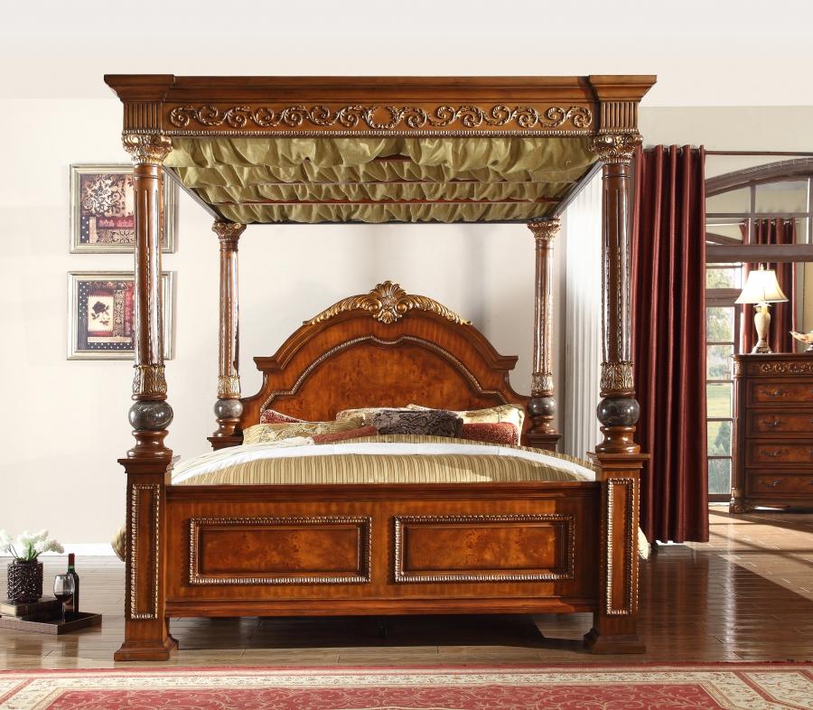 

    
Meridian Royal King Size Post Bedroom Set 5pcs in Brown Traditional Style
