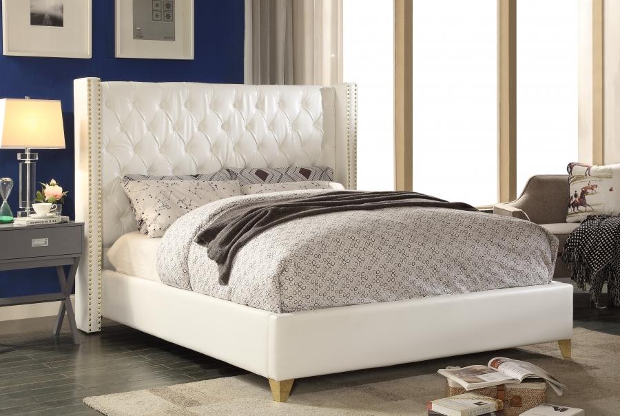 Contemporary Platform Bed SohoWhite-F SohoWhite-F in White Bonded Leather