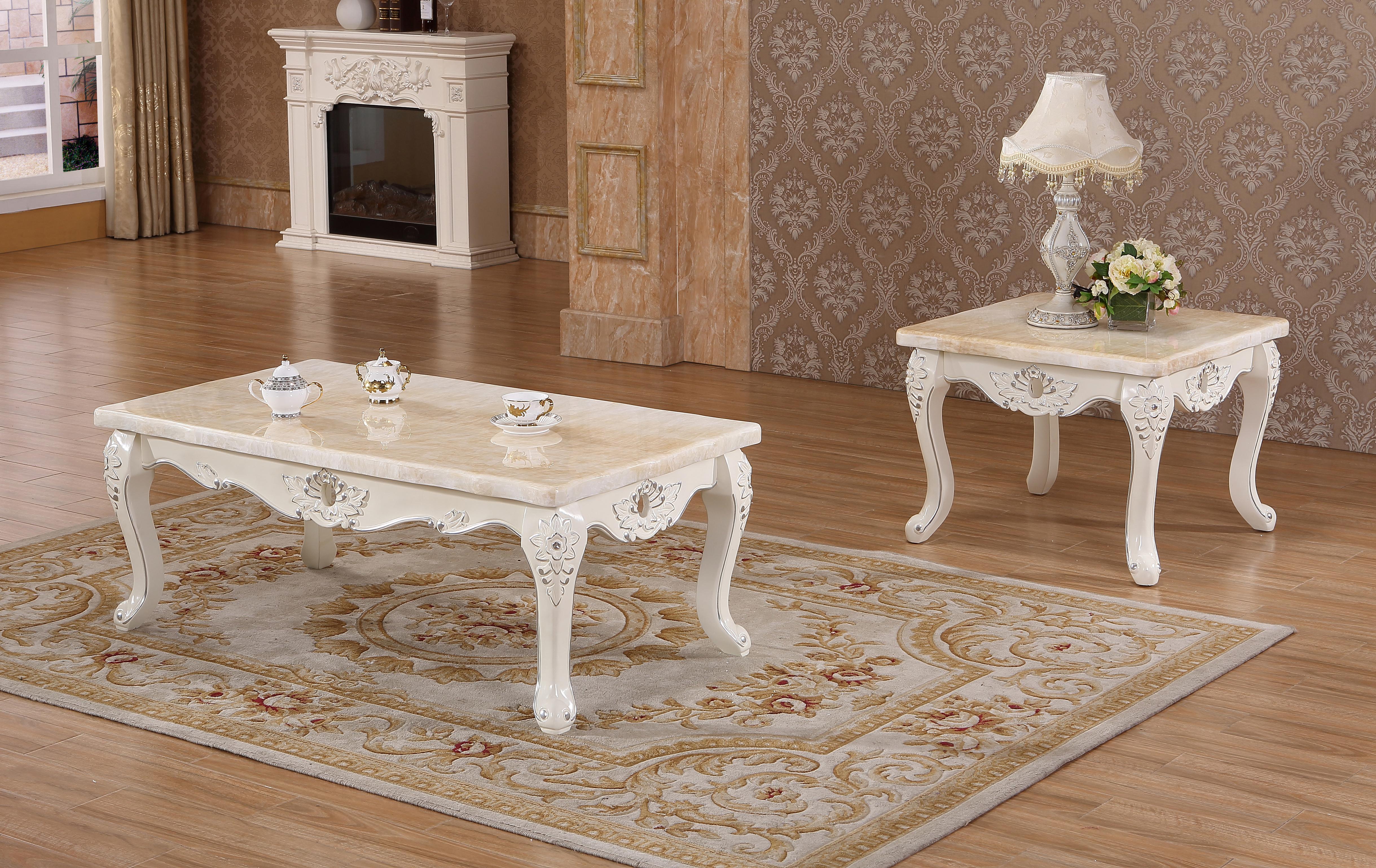

    
Meridian Venice Coffee Table Set 3pcs in Pearl White Hand Crafted Traditional
