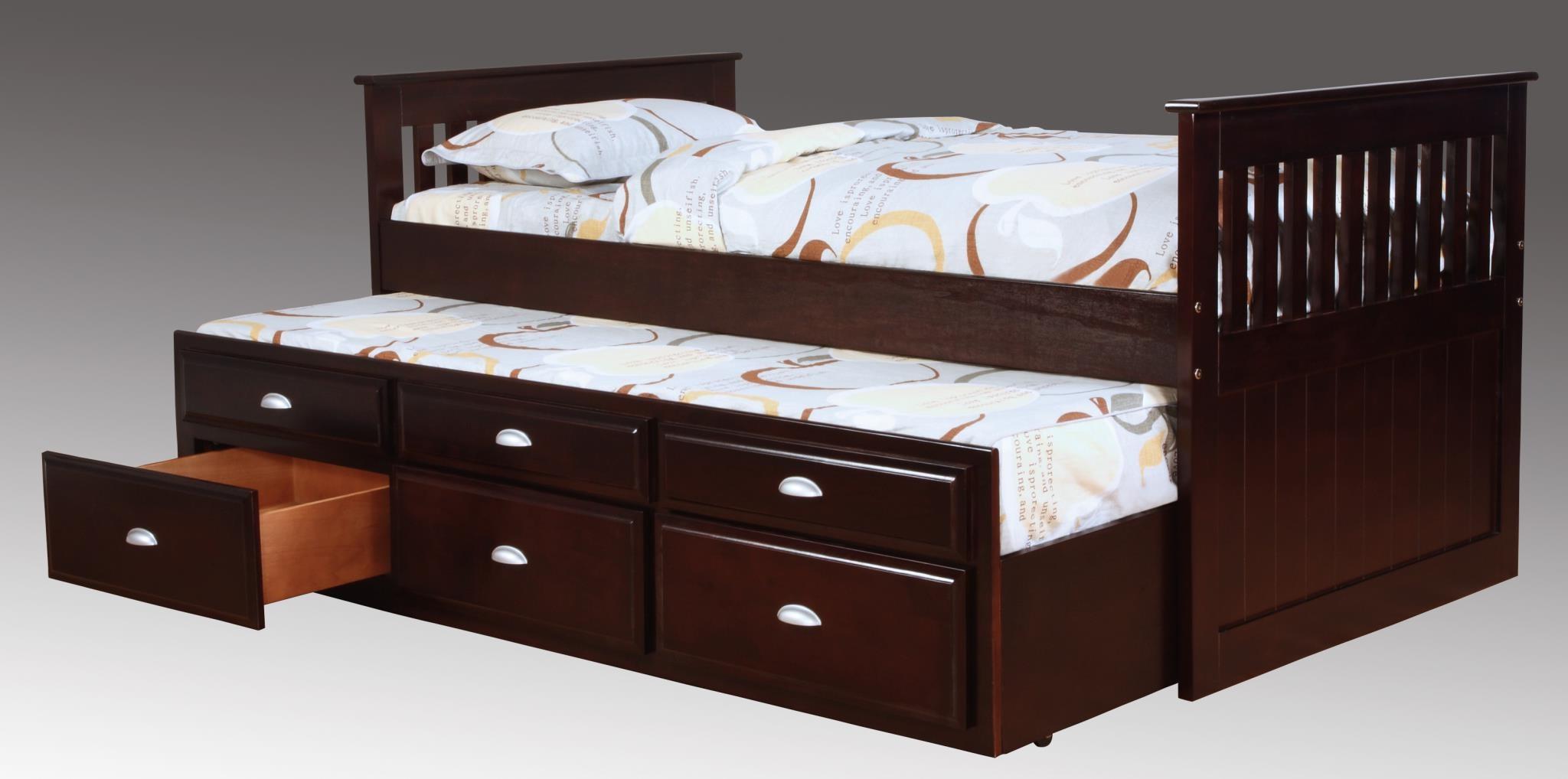 

    
Merlot Wood Kids Bed w/ Trundle & Drawers by Bernards Furniture Merlot Captain 501
