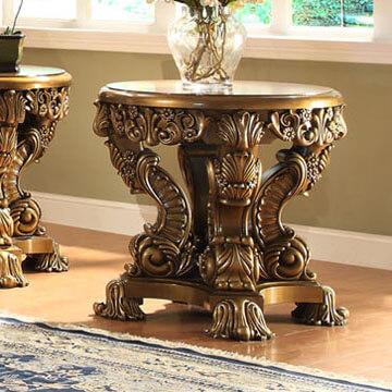 

    
 Shop  Met Ant Gold & Perfect Brown Sofa Set 5Pcs w/End Tables Traditional Homey Design HD-506
