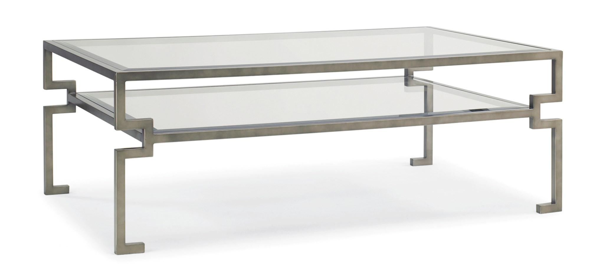 

    
Metal Base W/ Inset Glass Top and Shelf TABLE OF CONTENTS by Caracole
