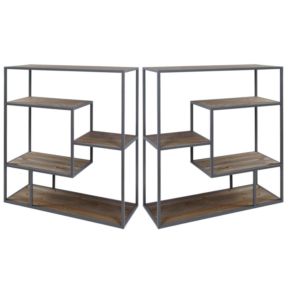 

    
Metal Book Cases Set 2Pcs Industrial Gray Hill Bryan Keith By StyleCraft
