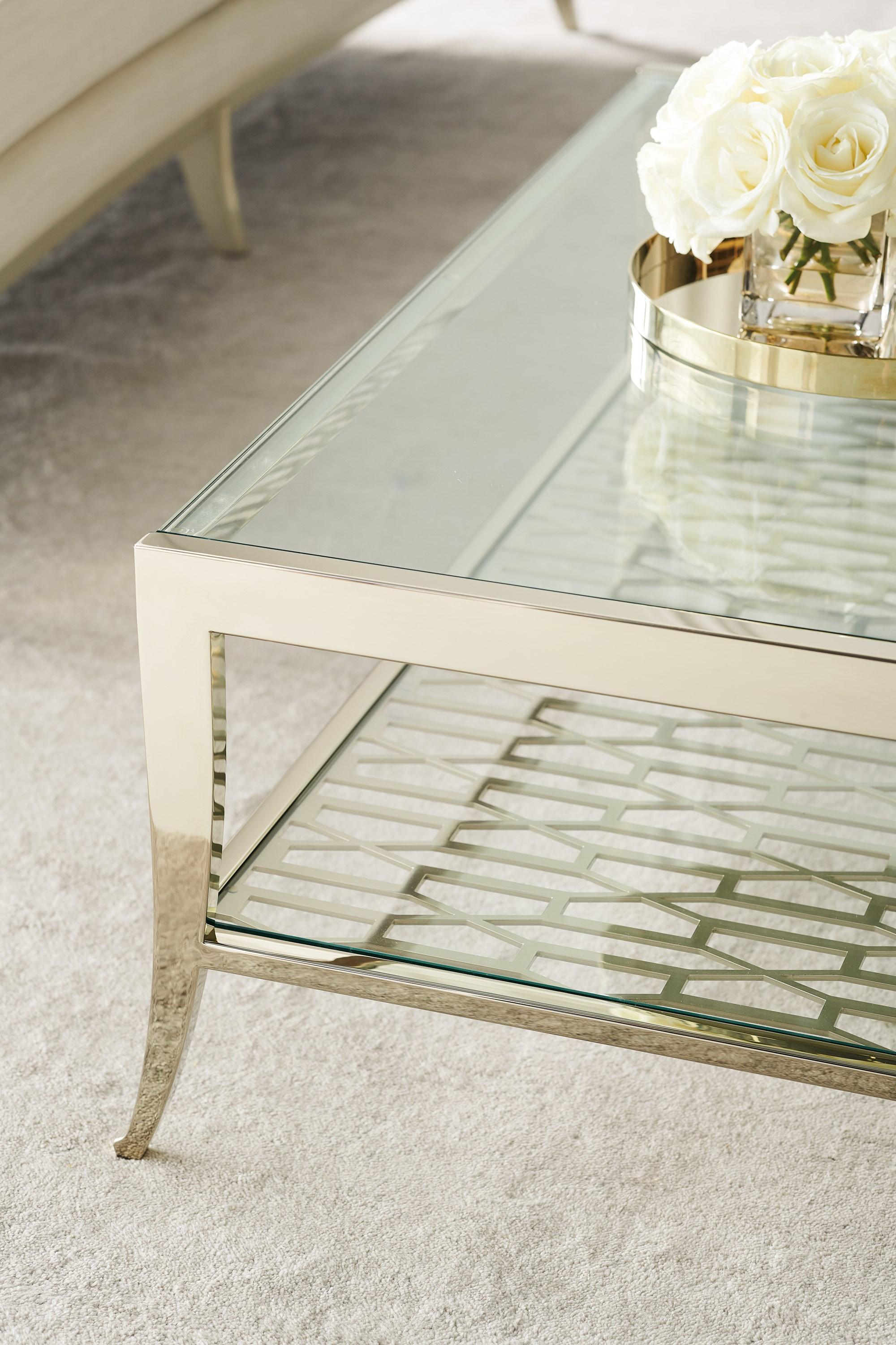 

    
CLA-016-4014 CLA-016-417 Metal Frame In Whisper of Gold Coffee Table & End Table PATTERN RECOGNITION by Caracole
