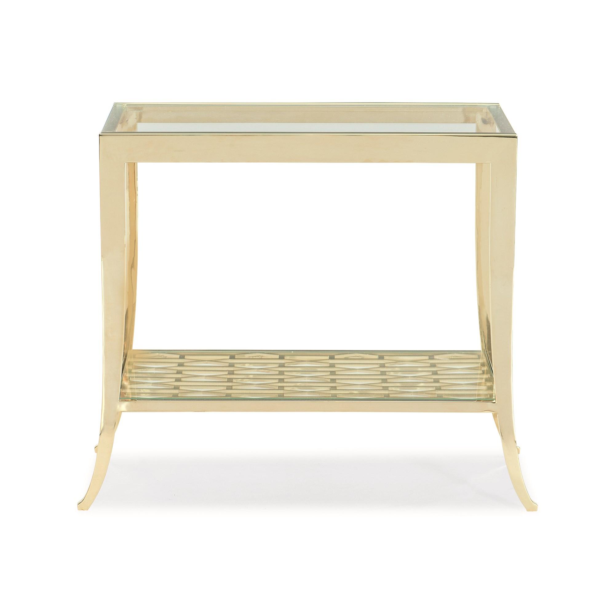 

    
Metal Frame In Whisper of Gold End Table A PRECISE PATTERN by Caracole
