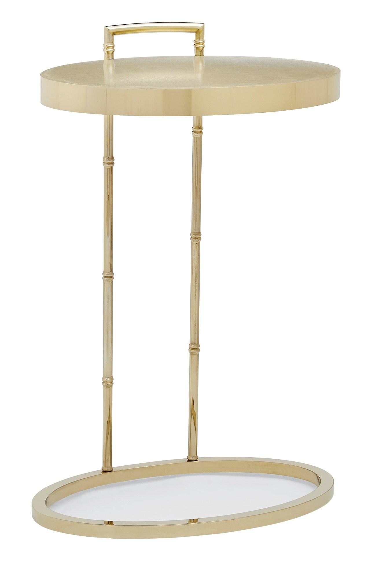 

    
Metal Frame In Whisper of Gold End Table SPOT ON by Caracole
