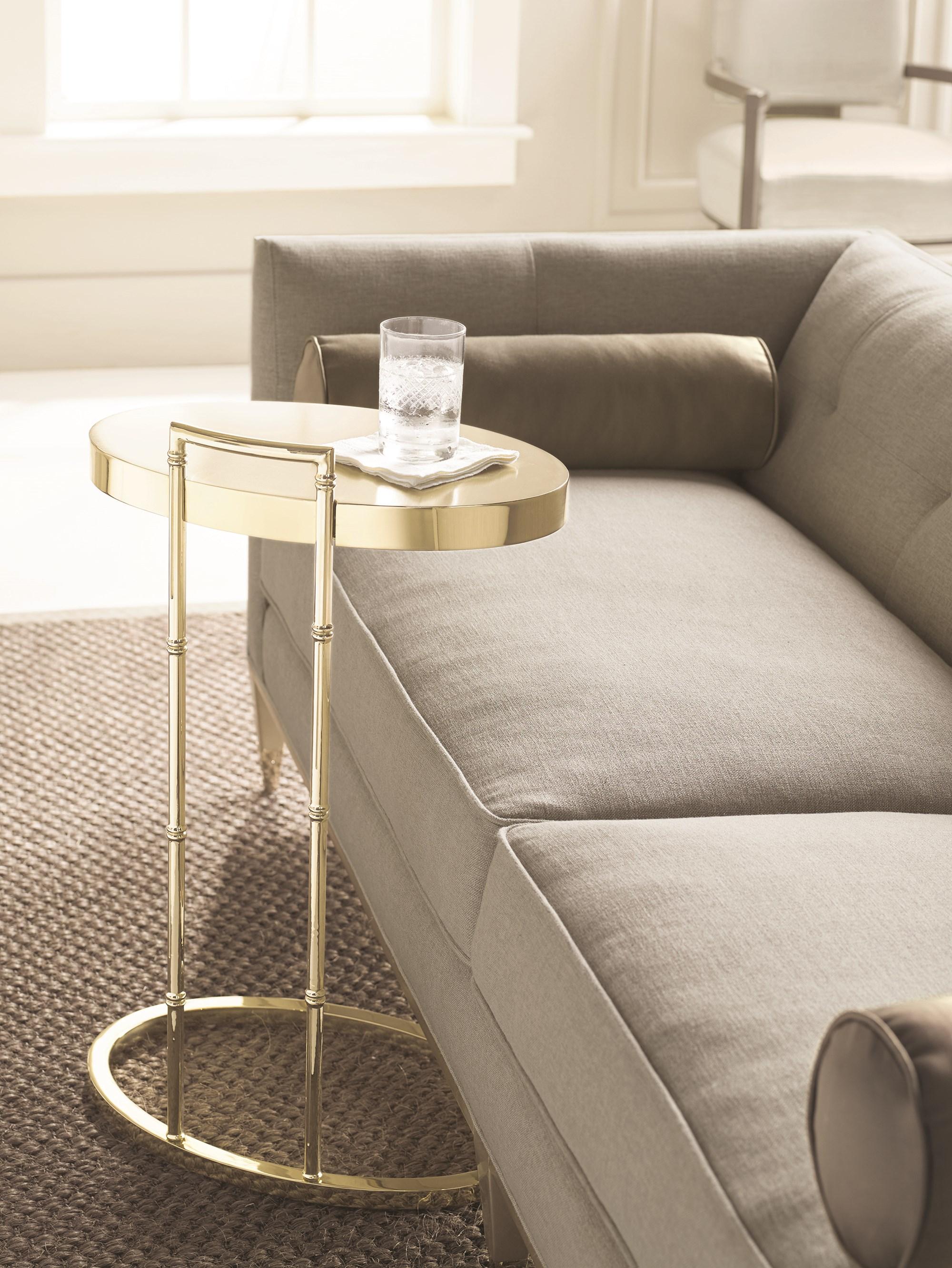 

    
Metal Frame In Whisper of Gold End Table SPOT ON by Caracole
