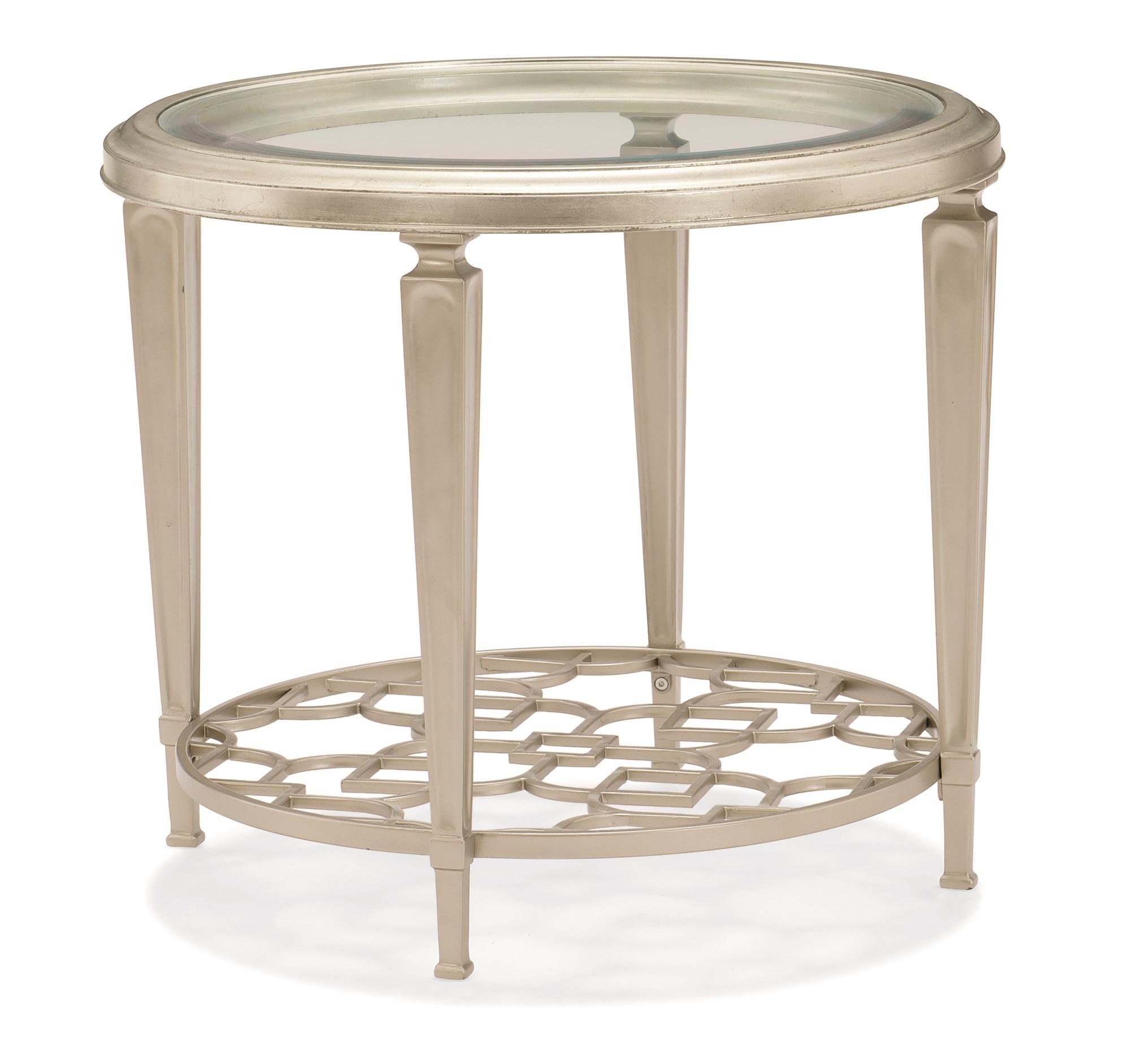 Contemporary End Table SOCIAL CIRCLE CLA-418-413 in Taupe, Silver 