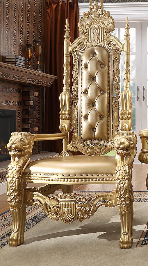 

    
Metallic Antique Gold Finish Leather King Accent Chair Set 2Pcs Homey Design HD-1801
