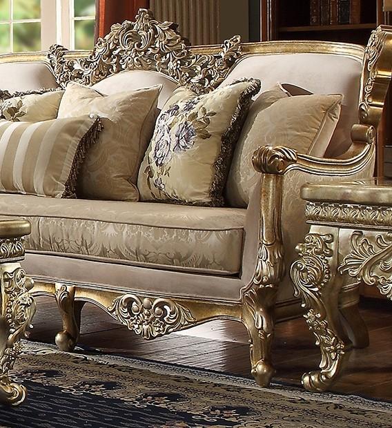 

    
Metallic Bright Gold Finish Sofa Traditional Homey Design HD-04
