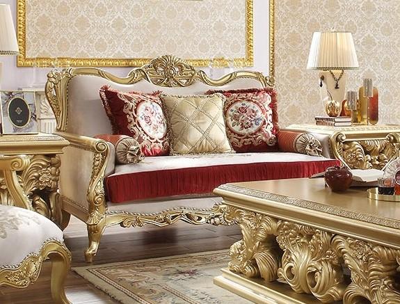 

    
Metallic Bright Gold Loveseat Traditional Carved Wood Homey Design HD-31
