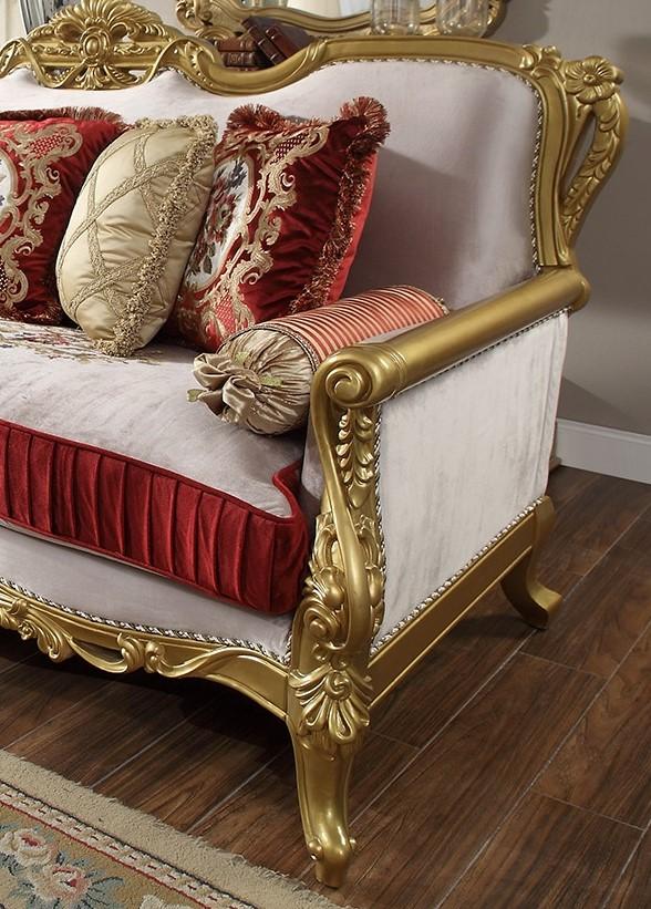 

    
Metallic Bright Gold Sofa Traditional Carved Wood Homey Design HD-31
