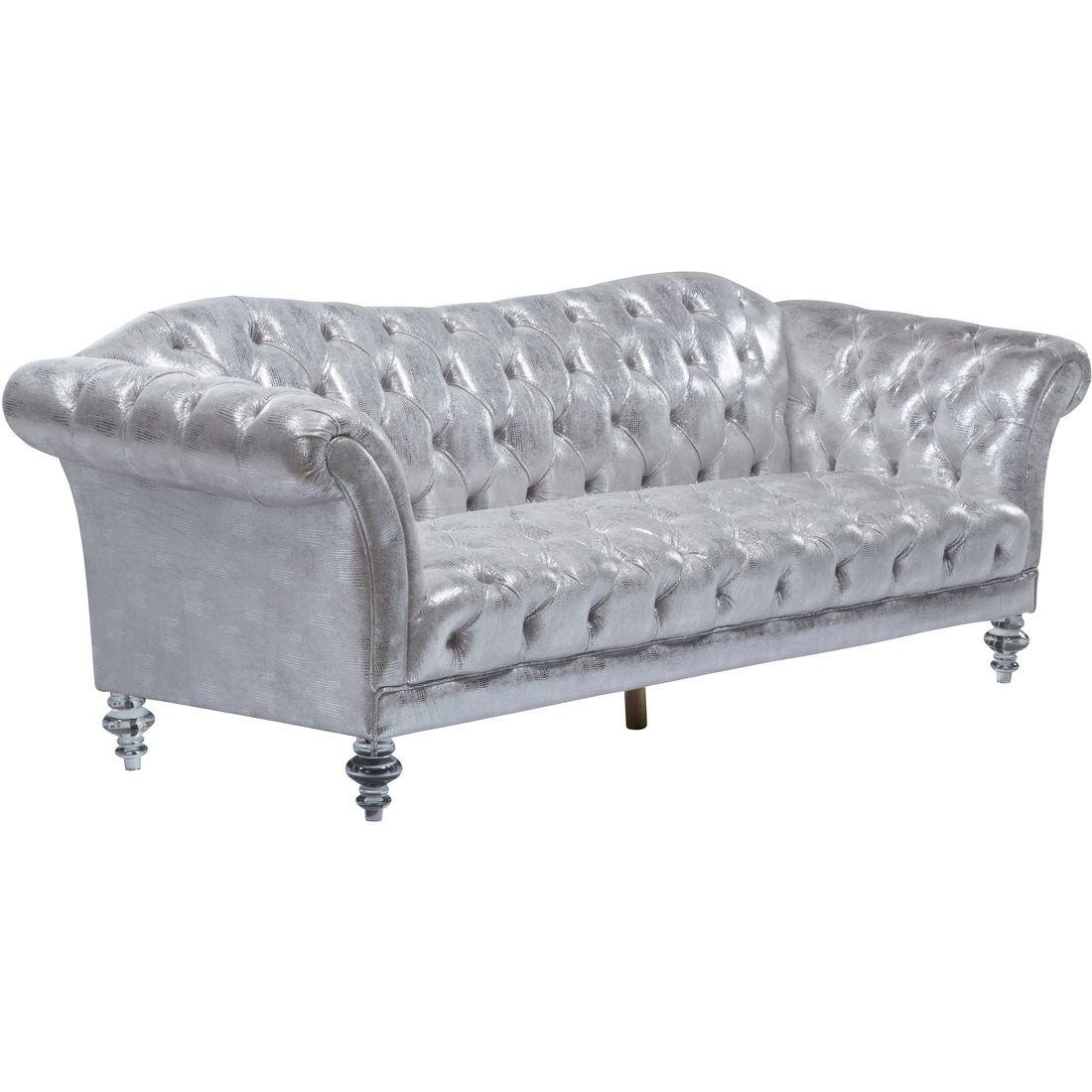 Classic, Vintage Sofa Dixie 52780 in Silver Fabric
