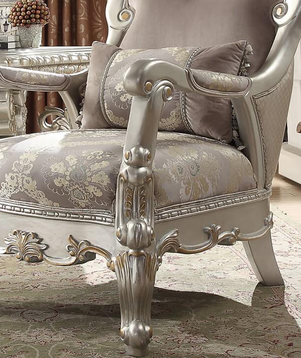 

    
Metallic Silver Finish Armchair Traditional Style Homey Design HD-372
