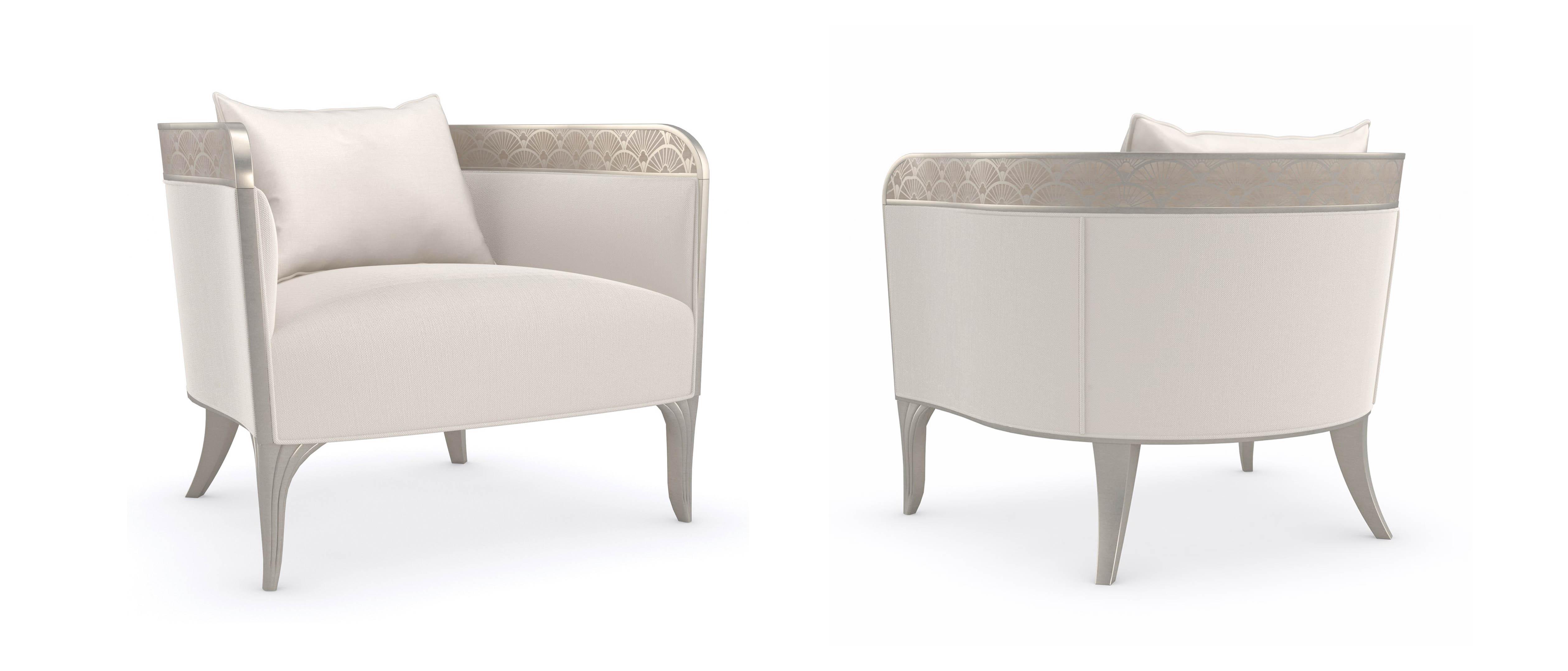 

    
Cream Fabric Decorative Screen Print Armchair Set 2Pcs LILLIAN by Caracole
