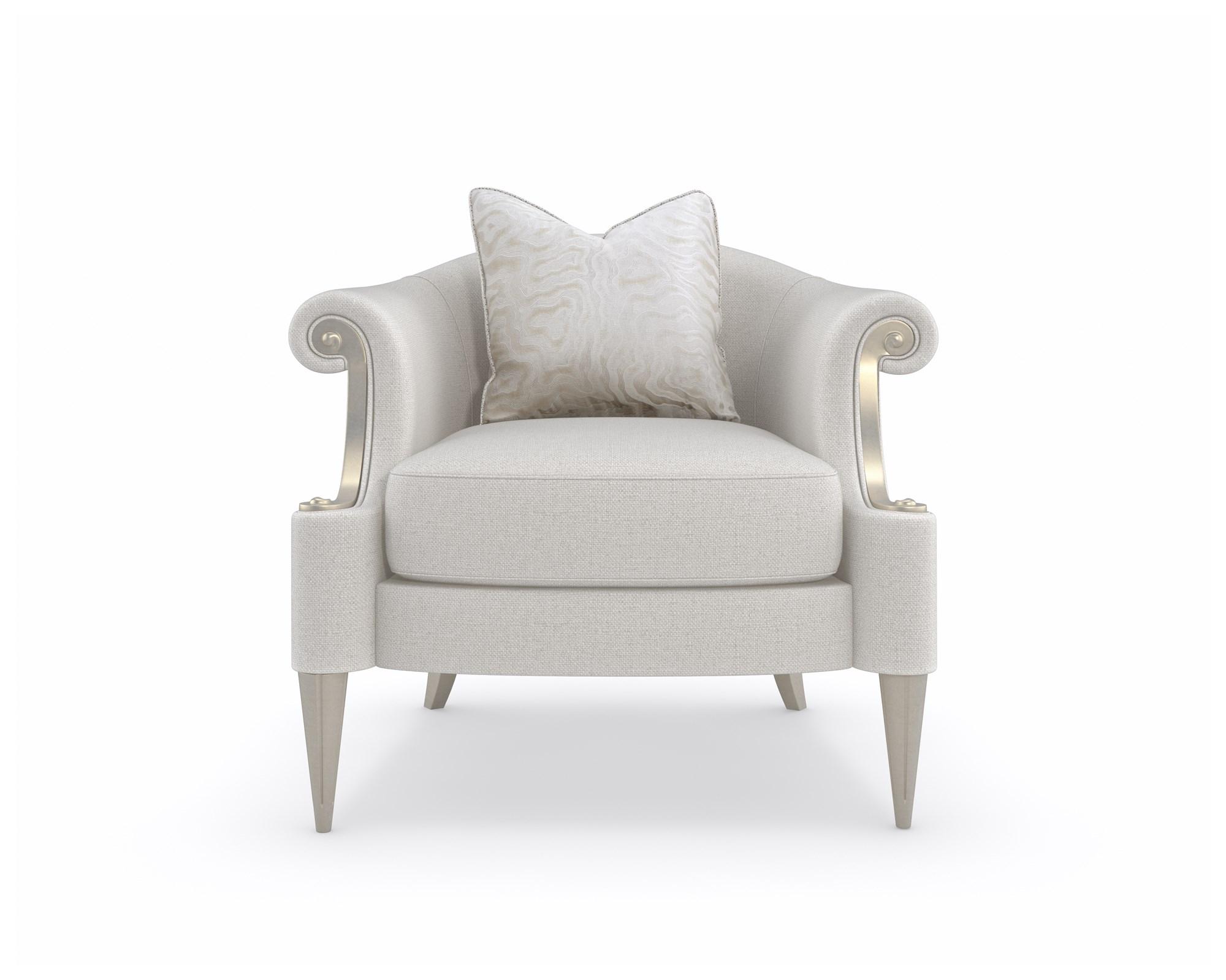 

    
Ivory Performance Fabric Scroll Arms Armchair LILLIAN by Caracole
