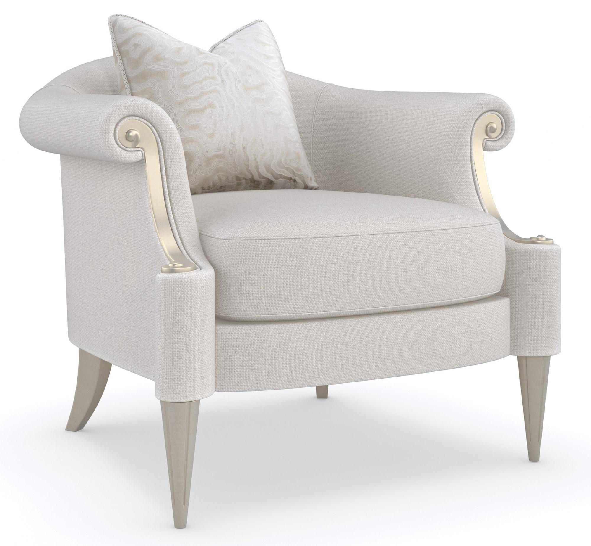 

    
Ivory Performance Fabric Scroll Arms Armchair LILLIAN by Caracole
