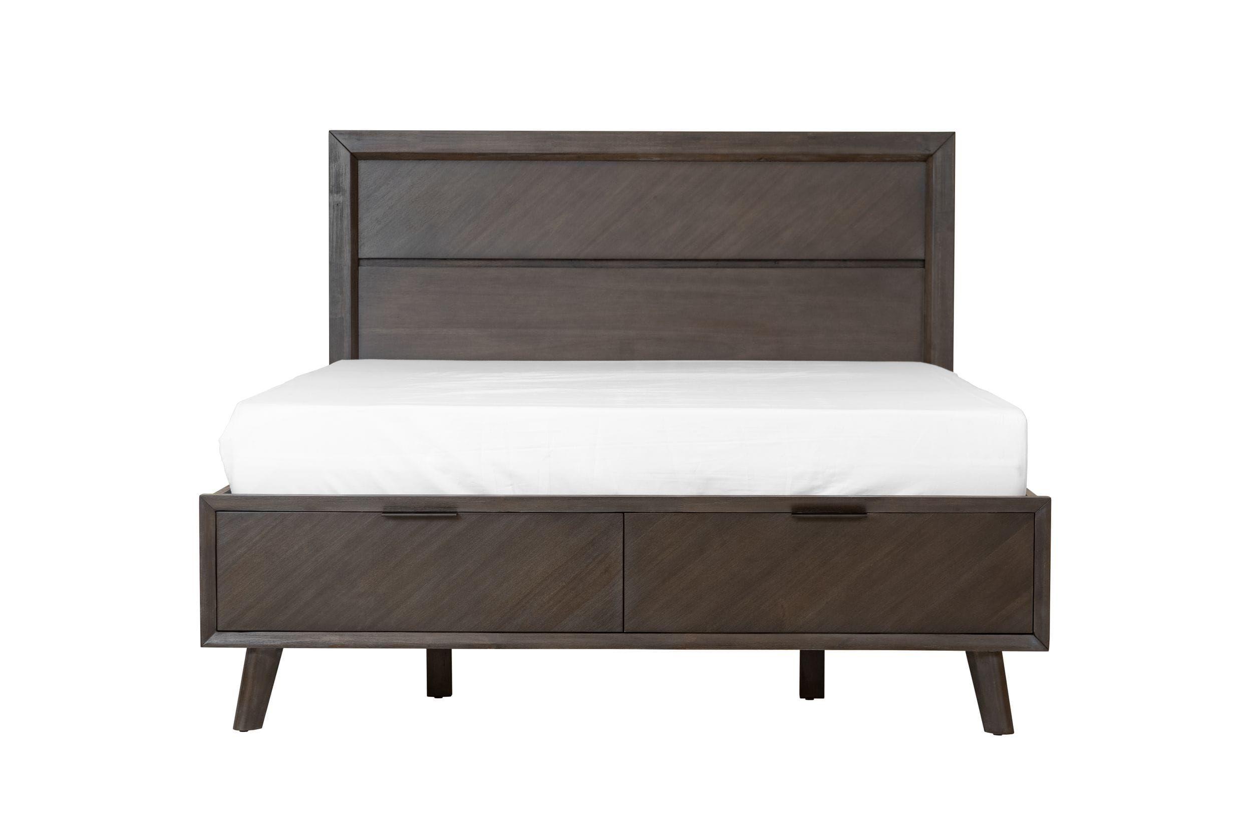 

    
Brown Acacia King Size Panel Bed w/ 2 Drawers by VIG Modrest Roger
