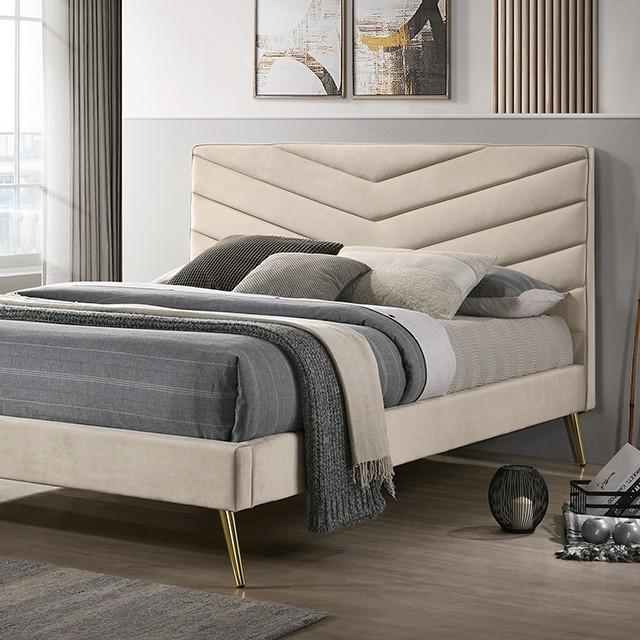 

    
Mid-century Modern Beige Fabric CAL Bed Furniture of America CM7220BG Vivar
