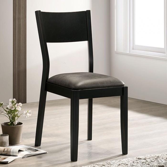 Modern Dining Chair Set CM3548GY-SC-2PK Oberwil CM3548GY-SC-2PK in Gray, Black Leatherette