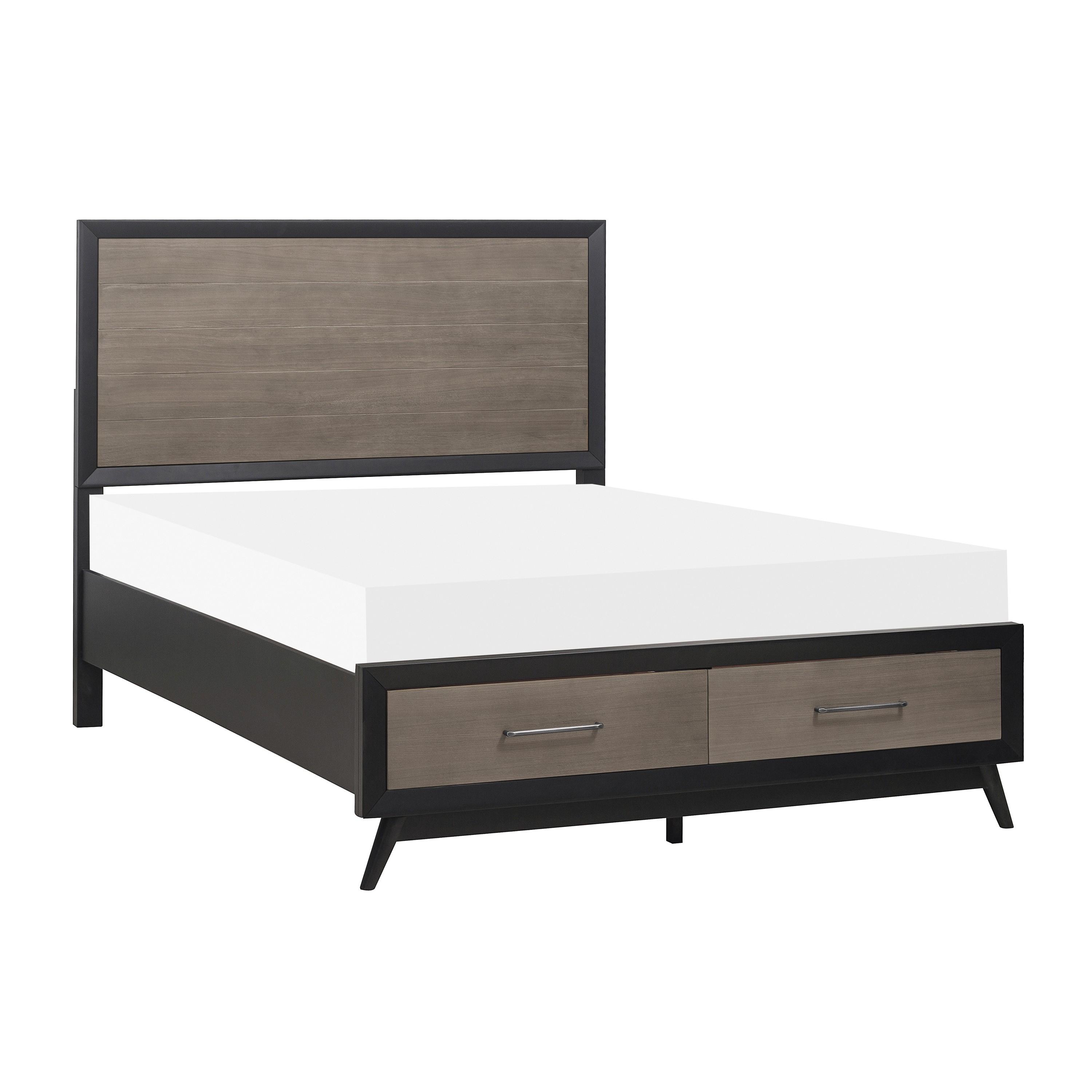

    
Mid-Century Modern Black & Gray Wood Full Bedroom Set 5pcs Homelegance 1711F-1* Raku
