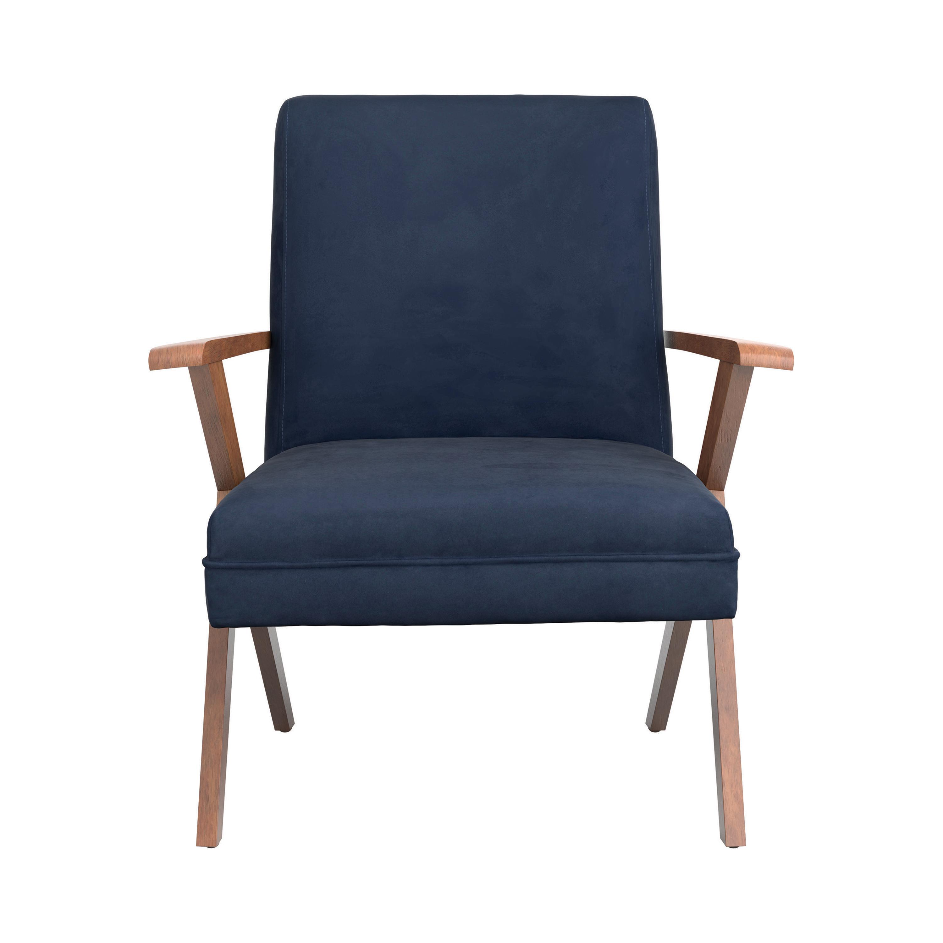 

    
Mid-century Modern Dark Blue Velvet Accent Chair Coaster 905415
