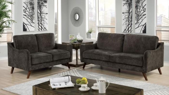 

    
Mid-Century Modern Dark Gray Chenille Sofa and Loveseat Furniture of America Maxime
